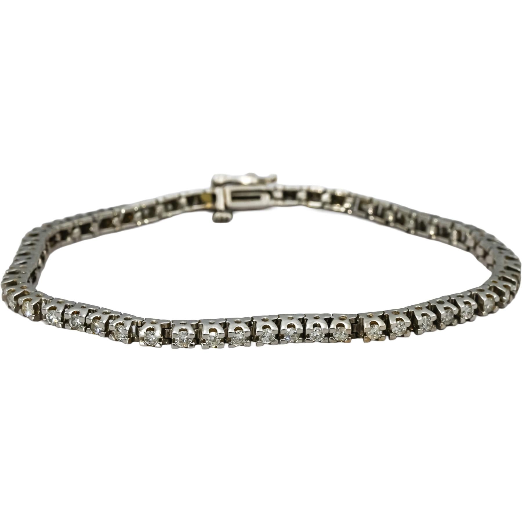 14k White Gold Round Diamond Tennis Bracelet 2.05CT