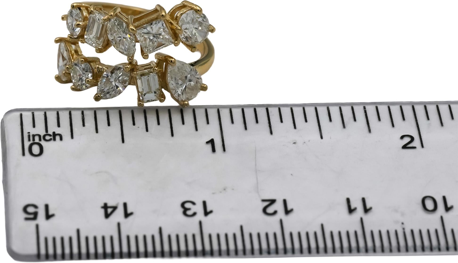 14k Yellow Gold Mixed Cut Diamond Cocktail Ring 2.93CT Size 6