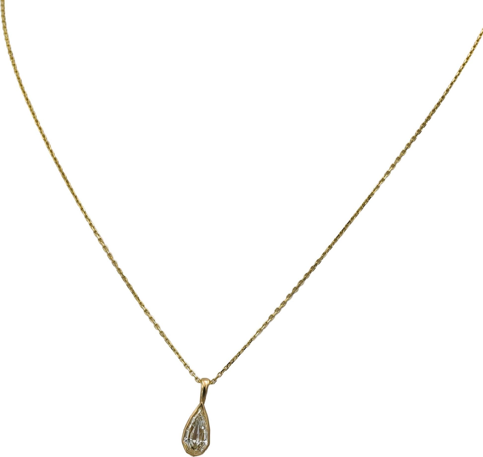 14k Gold VS Pear Step Cut Light Yellow Diamond Solitaire Pendant Necklace 0.99CT