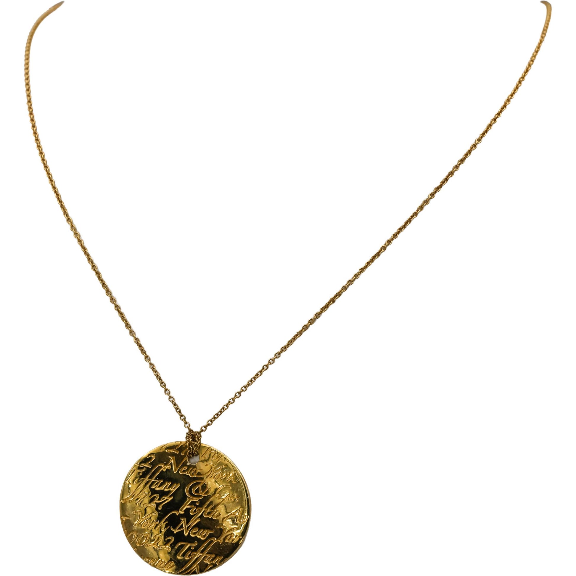TIFFANY & CO. 18k Yellow Gold Paloma Picasso Olive Leaf Disc Pendant Necklace