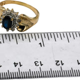 14k Yellow & White Gold Oval Cut Sapphire Ring 0.75CT Size 9 w/ Diamond Accents