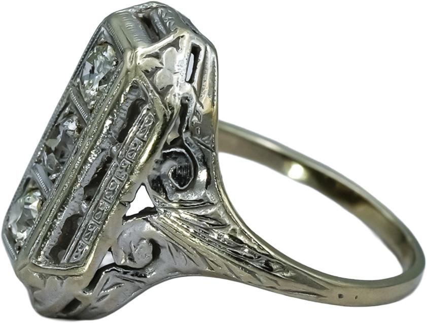 14k White Gold Round Diamond Three Stone Ring 0.50CT Size 5.25