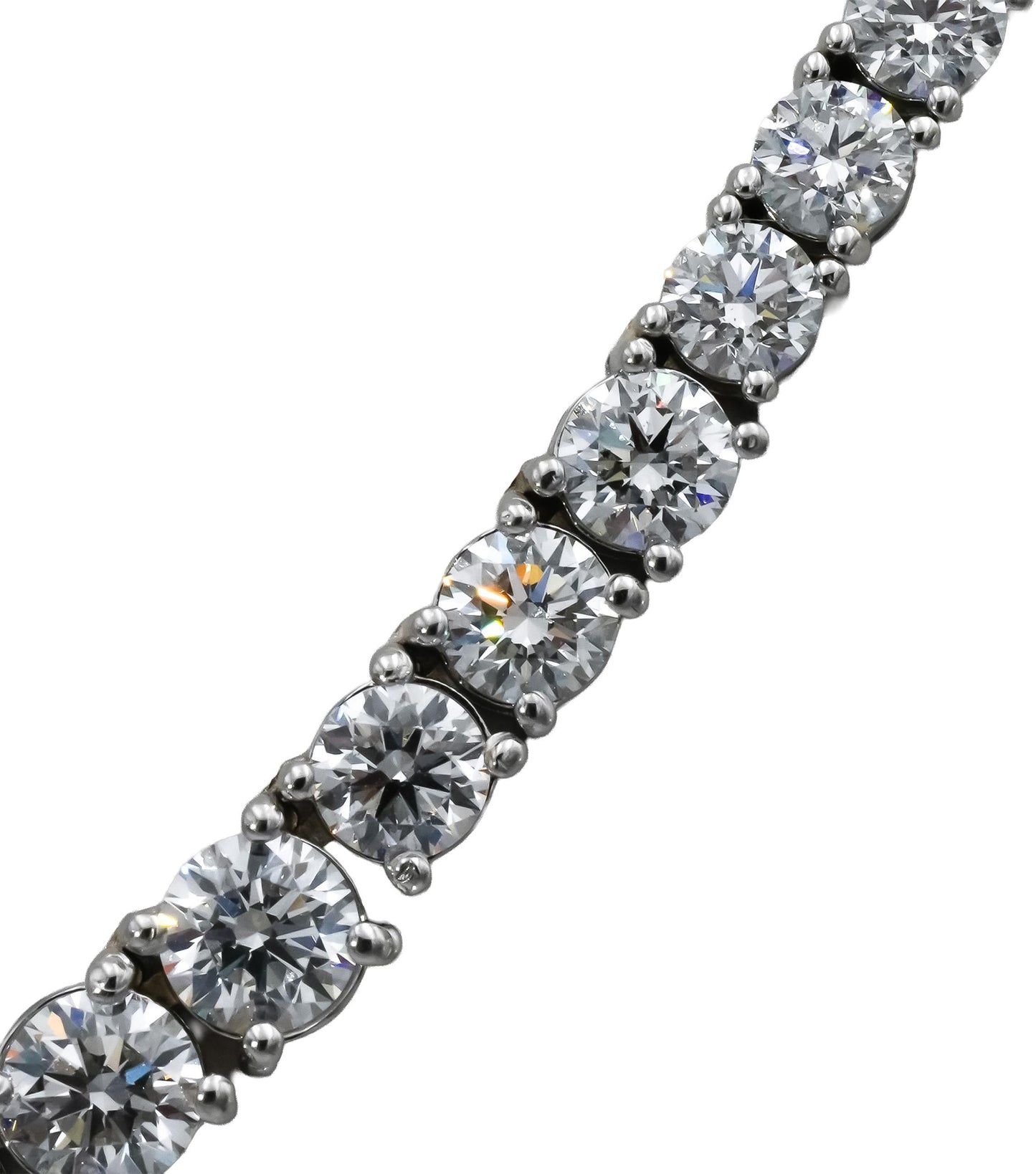 GIA 14k White Gold VS Round Diamond Graduated Riviera Necklace 17.07CT