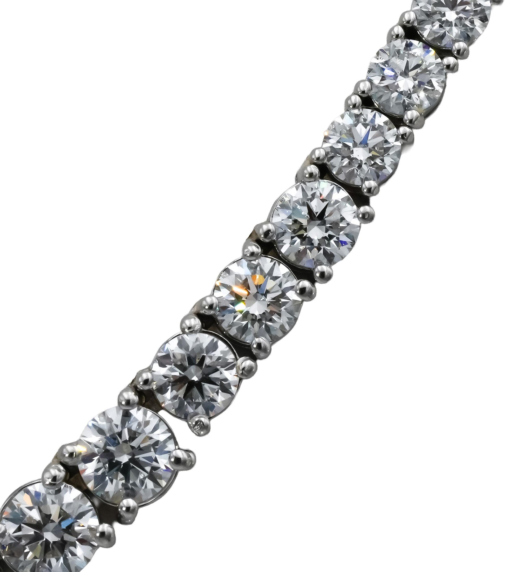 GIA 14k White Gold VS Round Diamond Graduated Riviera Necklace 17.07CT