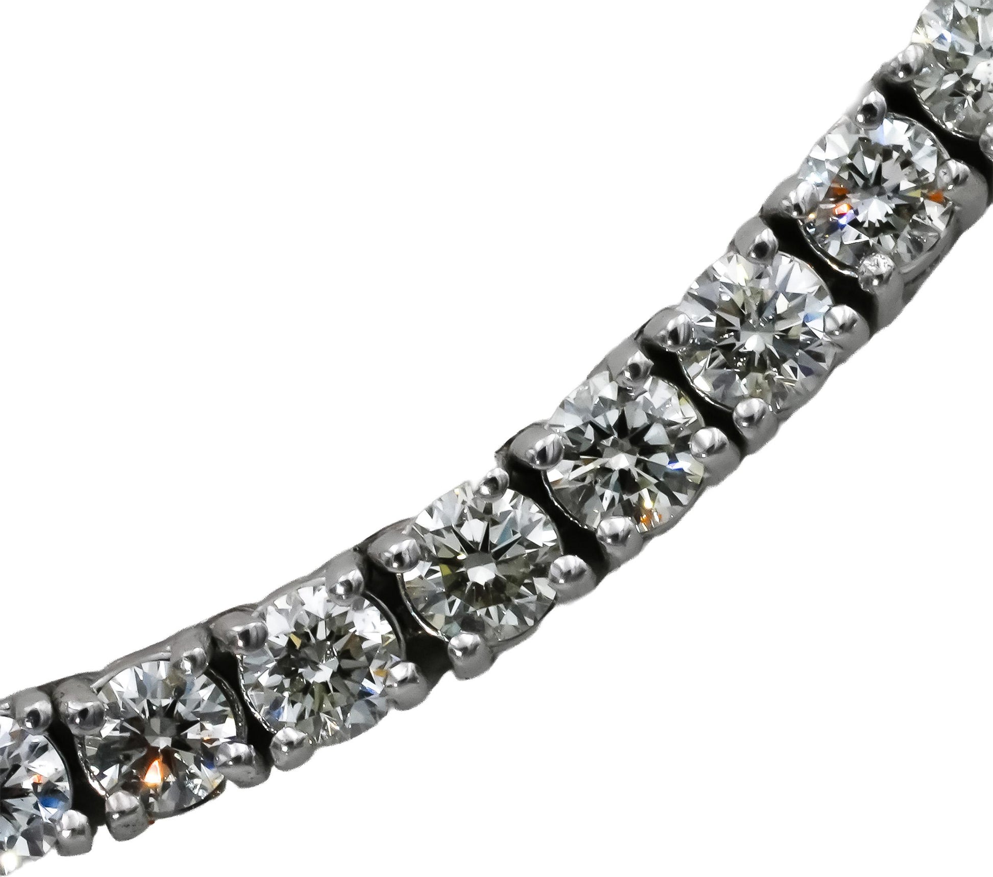 14k White Gold Round Diamond Tennis Necklace 13.0CT