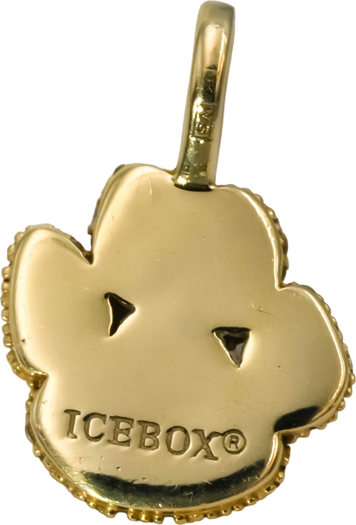 ICE BOX 14k Yellow Gold Round Diamond Animal Paw Charm Pendant 0.50CT