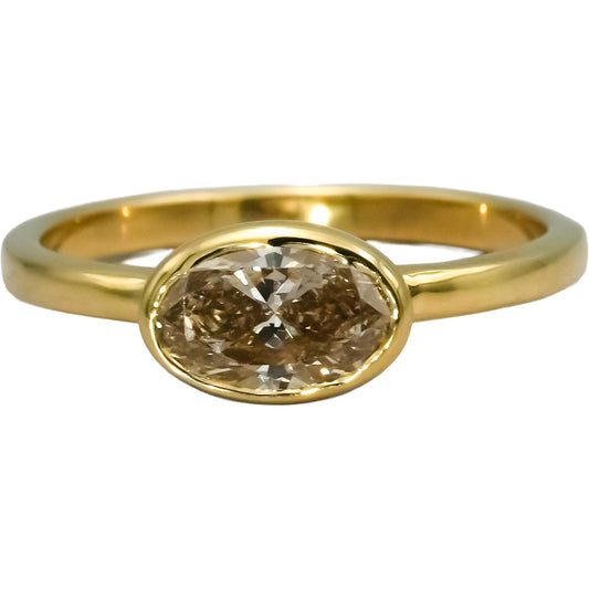 14k Yellow Gold VS Fancy Color Oval Cut Diamond Solitaire Ring 1.0CT Size 6.5