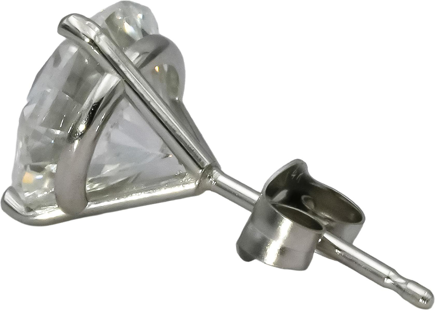 14k White Gold VS Round Lab-Grown Martini Setting Stud Earrings 4.12CT