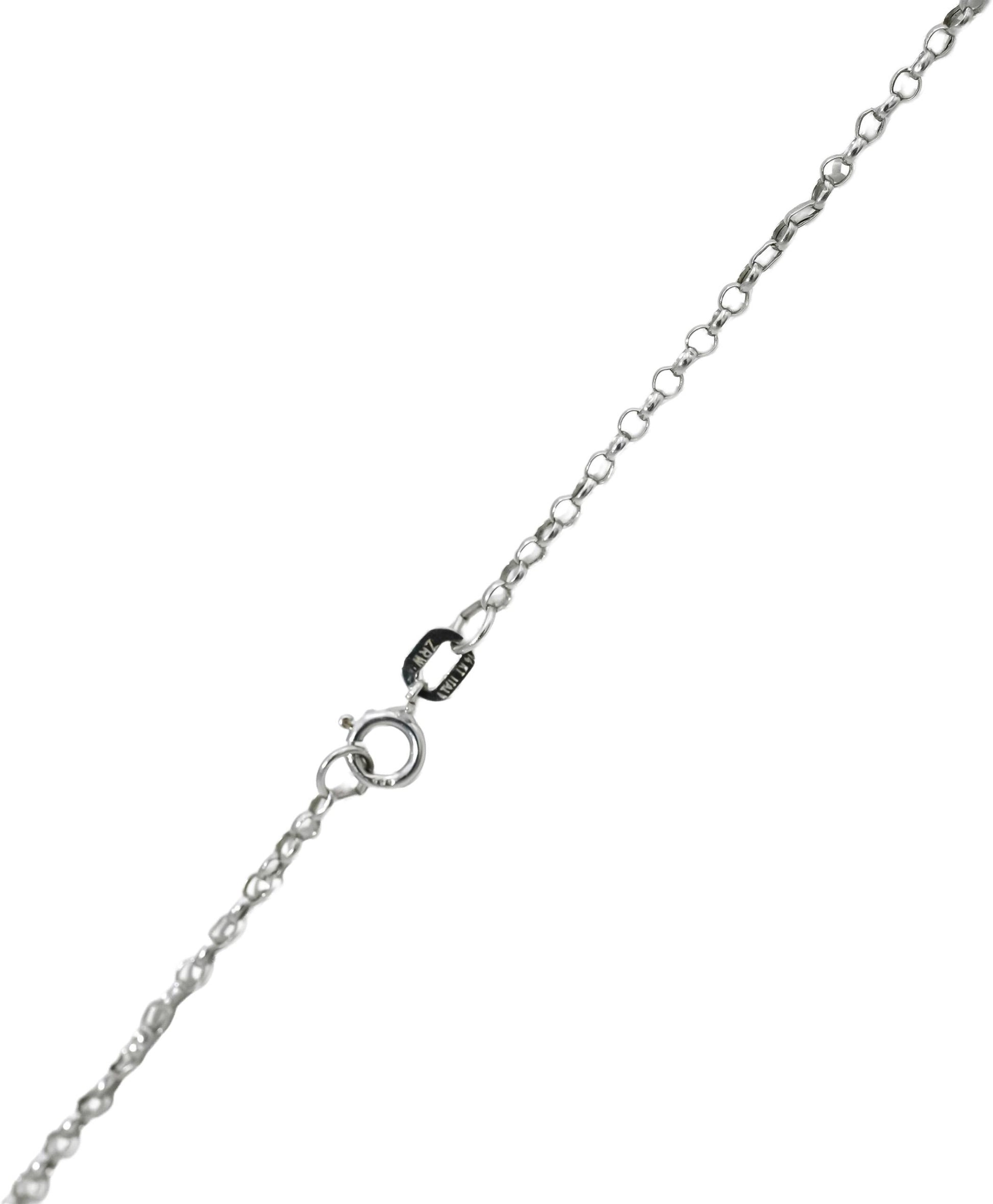 Vintage Antique 14k White Gold Rock Quartz Pendant Necklace w/ Diamond Accent