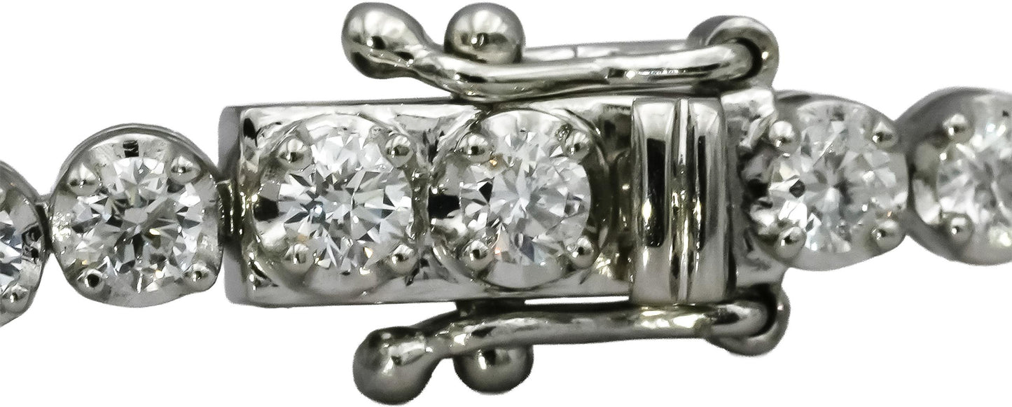 Platinum Round Natural Diamond Tennis Bracelet 3.13CT