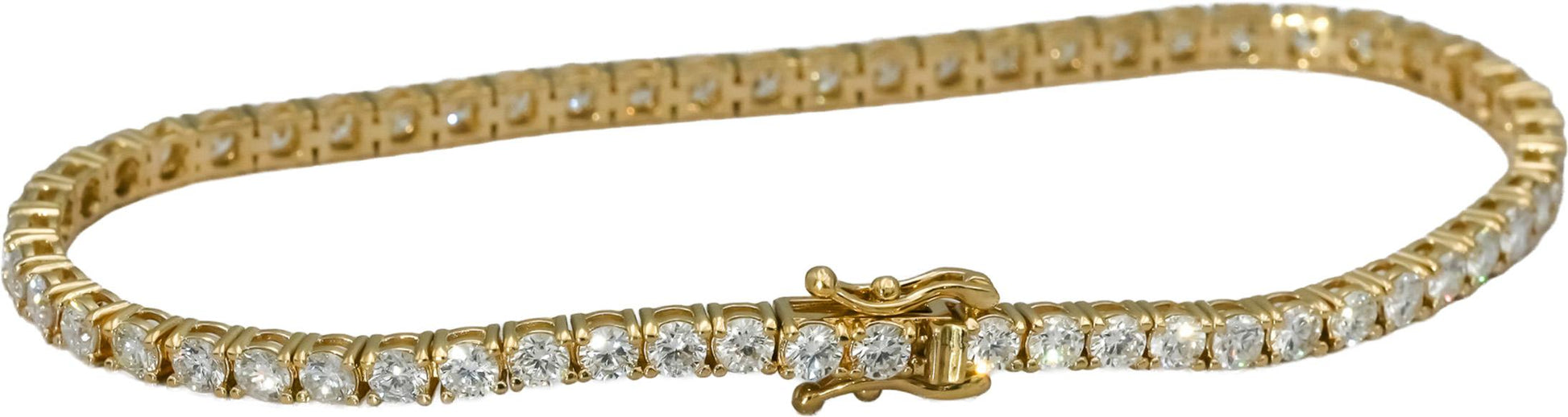 14k Yellow Gold Round Natural Diamond Tennis Bracelet 4.56CT