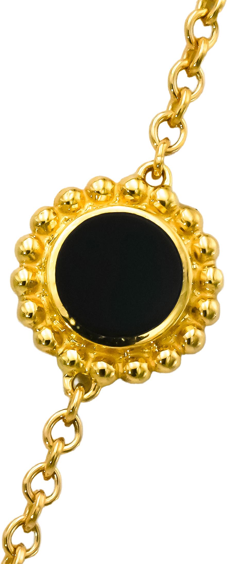 LAGOS 18k Yellow Gold Round Black Onyx Covet Station Necklace