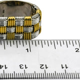 ROBERTO COIN 18k Yellow White Gold Basketweave Statement Flexible Ring Size 8