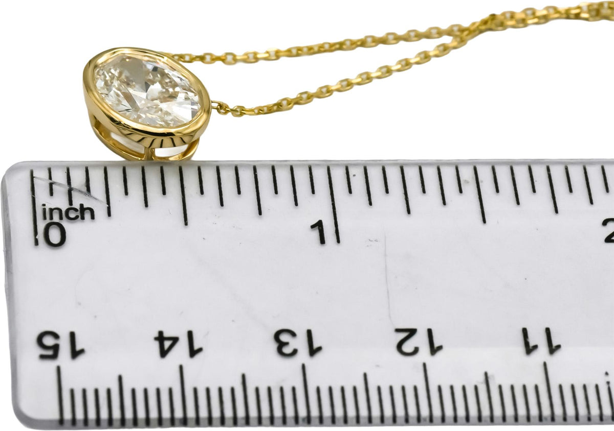 IGI 14k Yellow Gold VS1/G Lab-Grown Oval Diamond Pendant Necklace 2.35CT