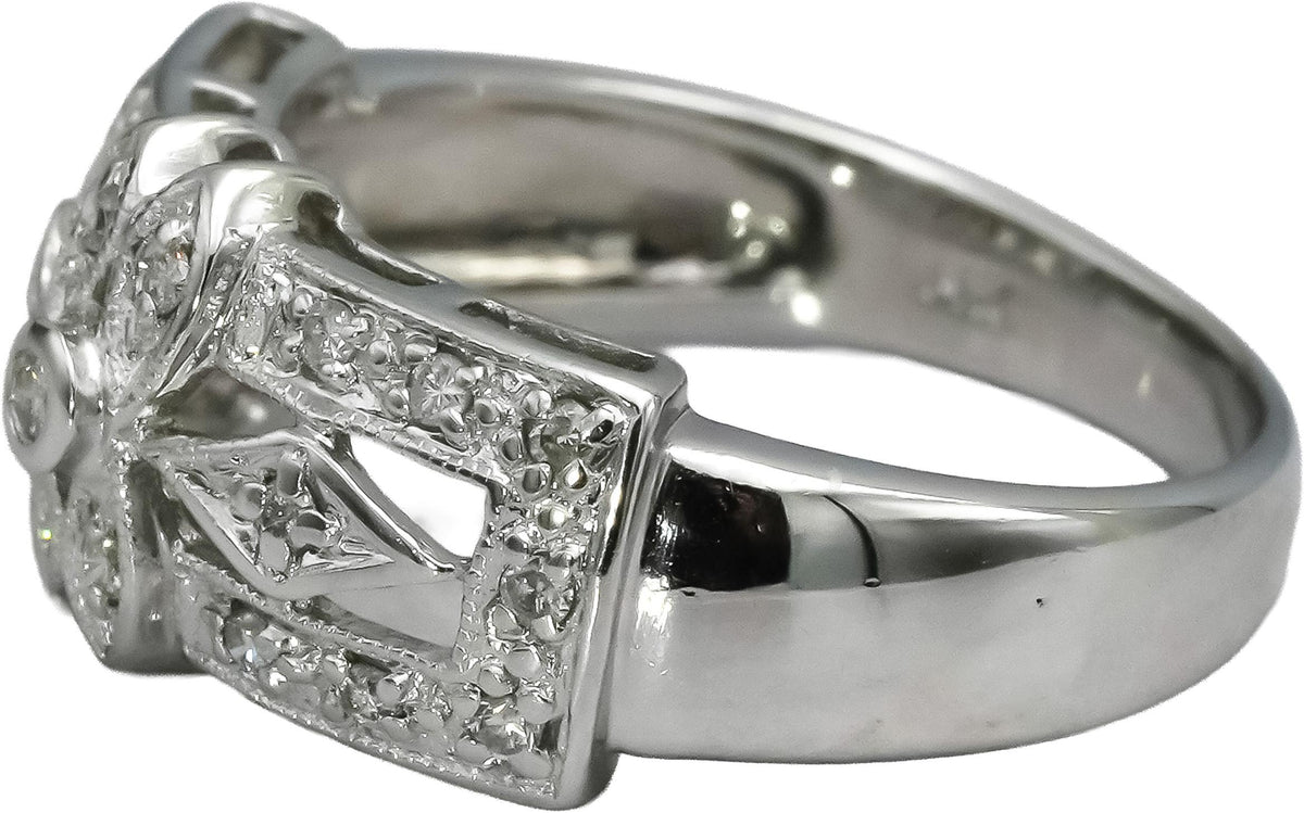 14k White Gold Round Diamond Milgrain Ring 0.25CT Size 6.25