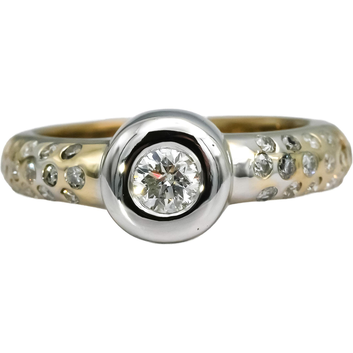 14k White Yellow Gold Round Diamond Ring 0.75CT w/ 0.35CT Center Size 6.25