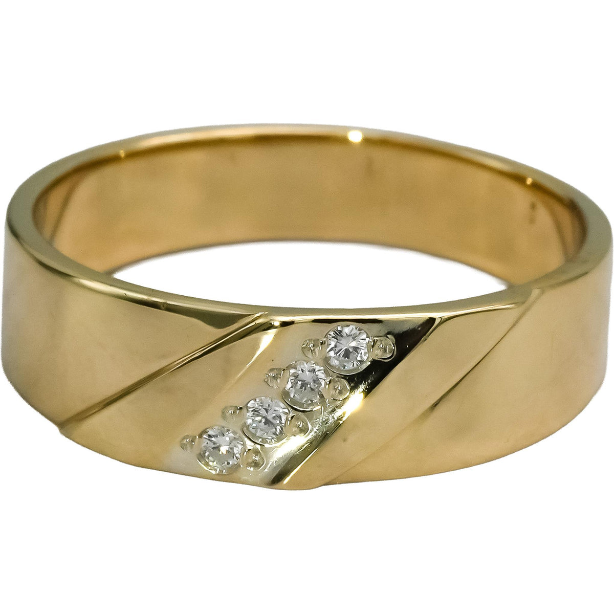14k Yellow Gold VS Round Diamond Band Ring 0.10CT Size 9