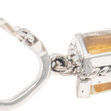 14k White Gold Round Diamond & Emerald Cut Citrine Drop Dangle Earrings 13.25CT
