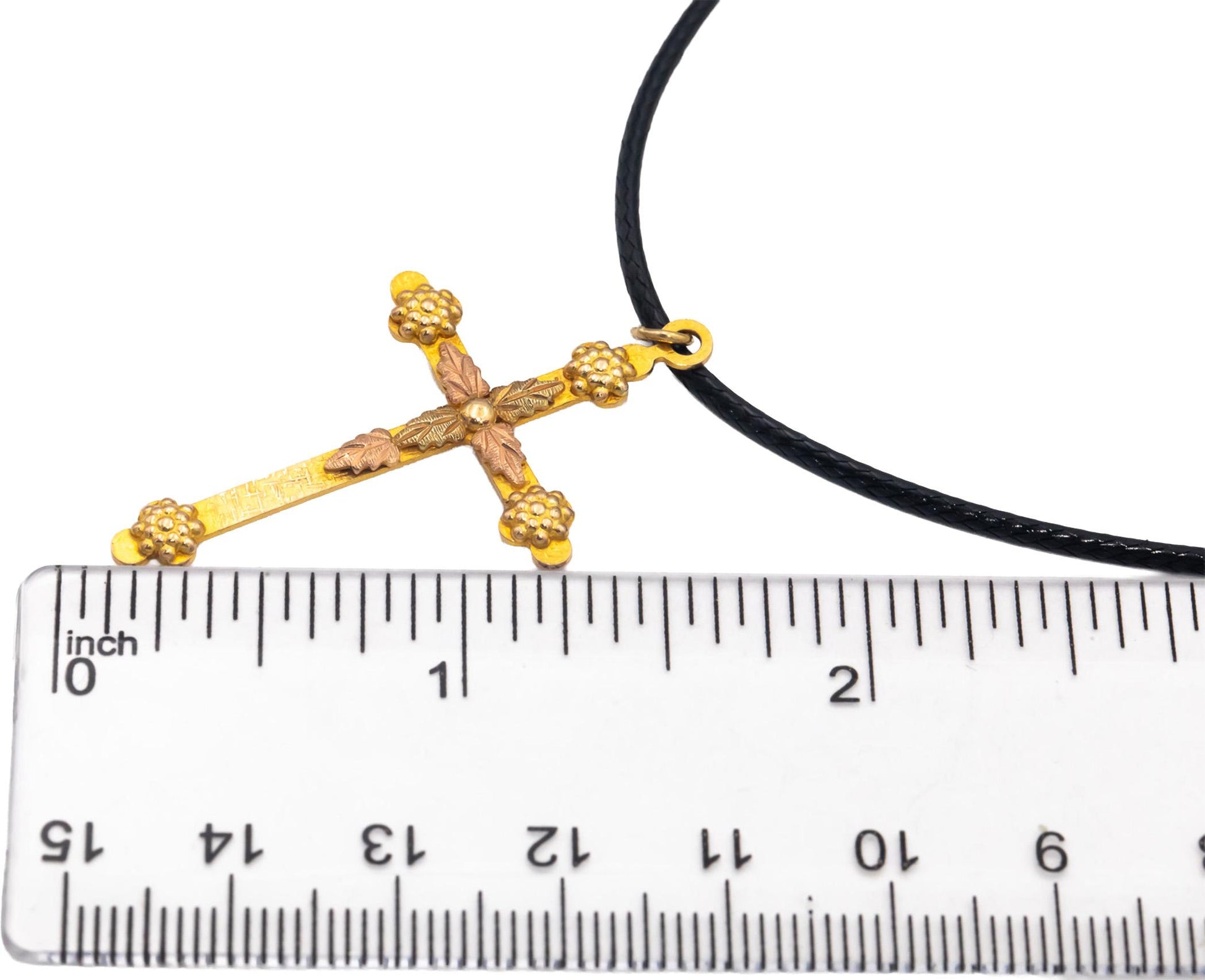 10k Yellow Gold Jewelry Cross Crucifix Pendant On Cord Necklace