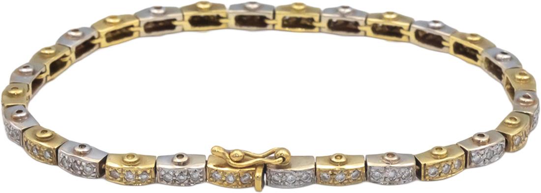 18k Yellow & White Gold 1.25CT Round Cut Diamond Custom Formal Tennis Bracelet