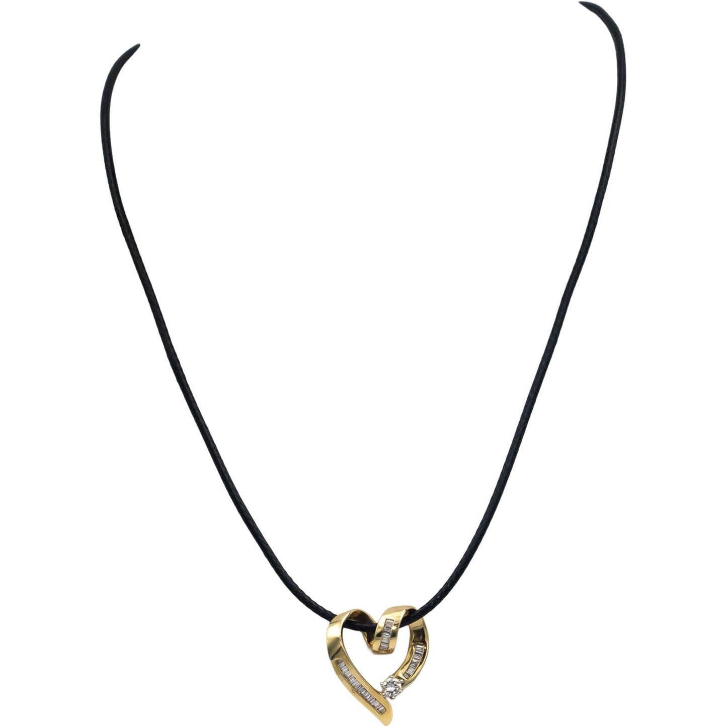 14k Yellow Gold 0.50CT VS Diamond Heart Slide Pendant Necklace