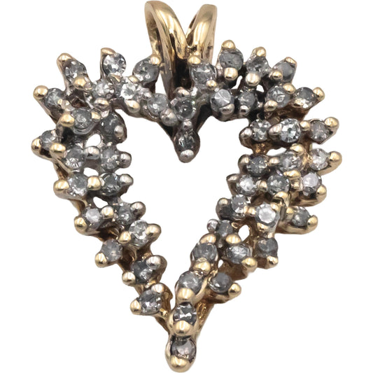 10k Yellow Gold 0.25CT Diamond Cluster Heart Pendant