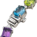 10k White Gold Assorted Rainbow Gemstone & Pearl Bracelet 10.0CT