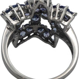 10k White Gold Round Tanzanite Star Floral Cocktail Ring 1.50CT Size 7