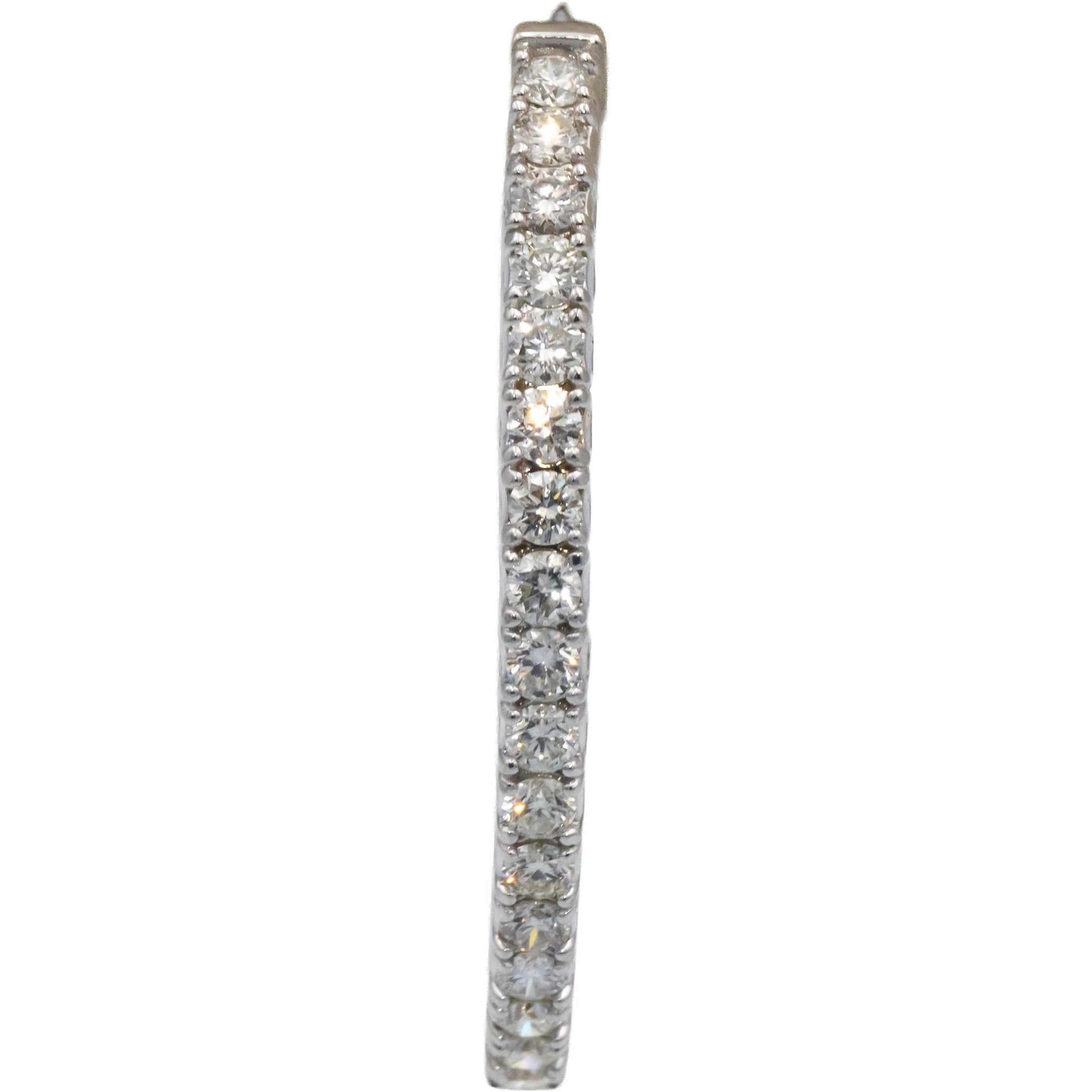 14k White Gold VS Round Cut Diamond Inside Out Hoop Earrings 2.97CT