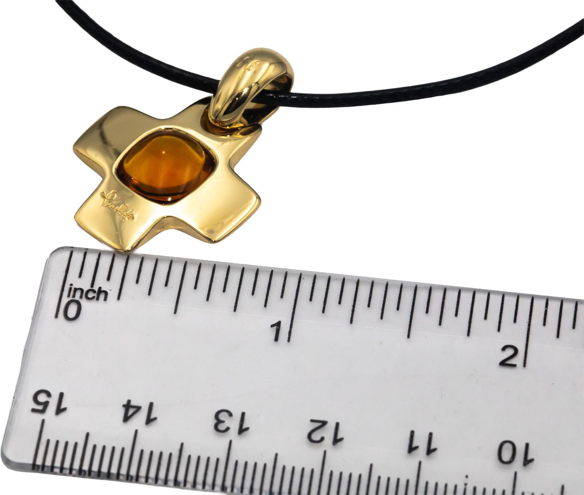 POMELLATO 18k Yellow Gold Jewelry Cabochon Citrine Greek Cross Pendant