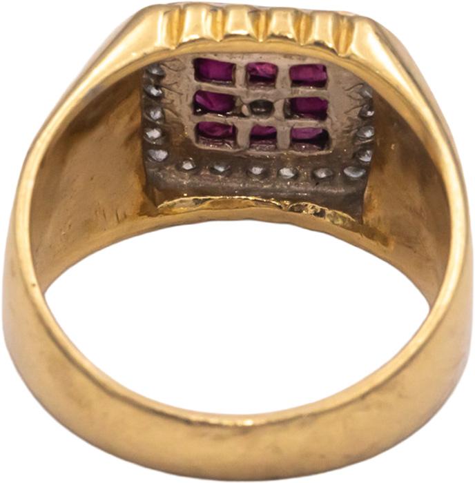 14k Yellow Gold 0.55CT Diamond and Ruby Men's Pinky Ring Size 8