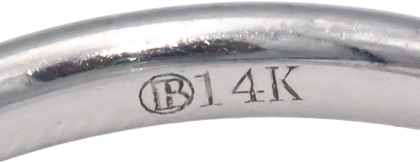 14k White Gold 1.28CT Round Cut Diamond and Garnet Halo Ring Size 6