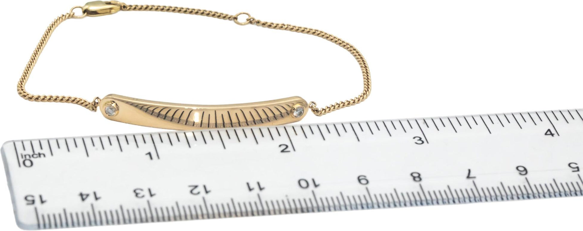 SHINOLA 14k Yellow Gold 0.06CT Round Cut Diamond ID Bracelet
