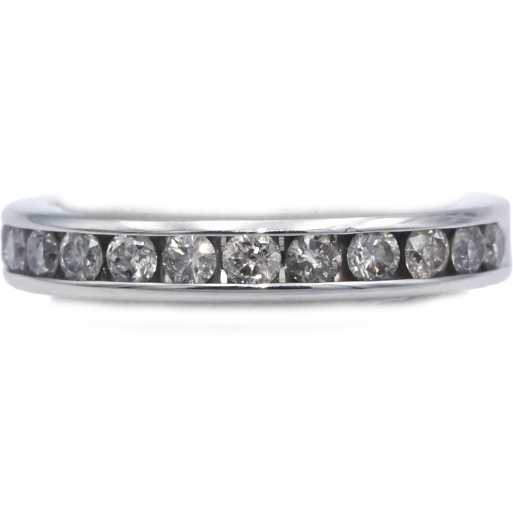 14k White Gold 0.45CT Round Cut Diamond Band Ring Size 4.75