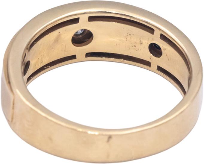 10k Yellow Gold 0.15CT White and Black Diamond Men's Band Ring Size 8