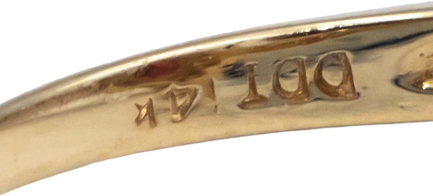 14k Yellow Gold 0.22CT Marquise Garnet and Round Diamond Cocktail Ring Size 7