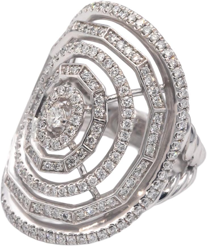 DAVID YURMAN 18k White Gold VS Diamond Stax Cocktail Ring 1.05CT Size 7