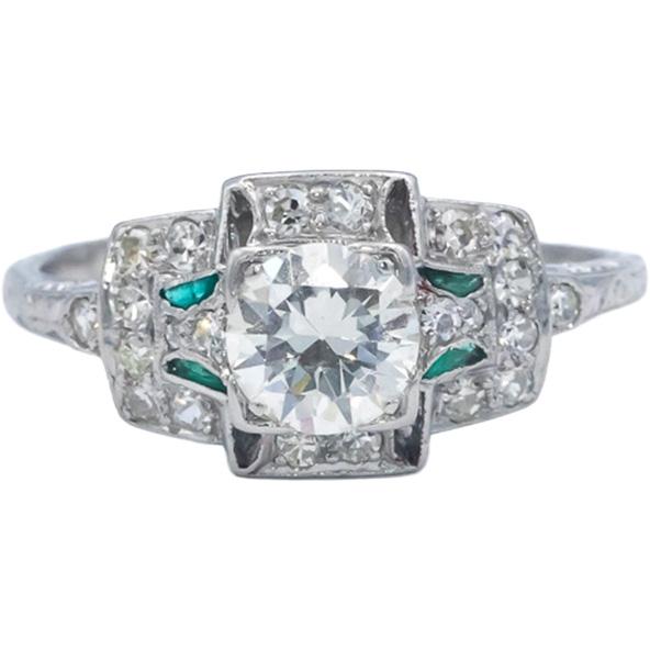 Vintage Antique Platinum Diamond Filigree Ring 1.05CT w/ 0.75CT Center Size 8.25