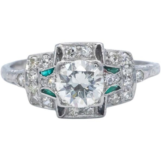 Vintage Antique Platinum Diamond Filigree Ring 1.05CT w/ 0.75CT Center Size 8.25
