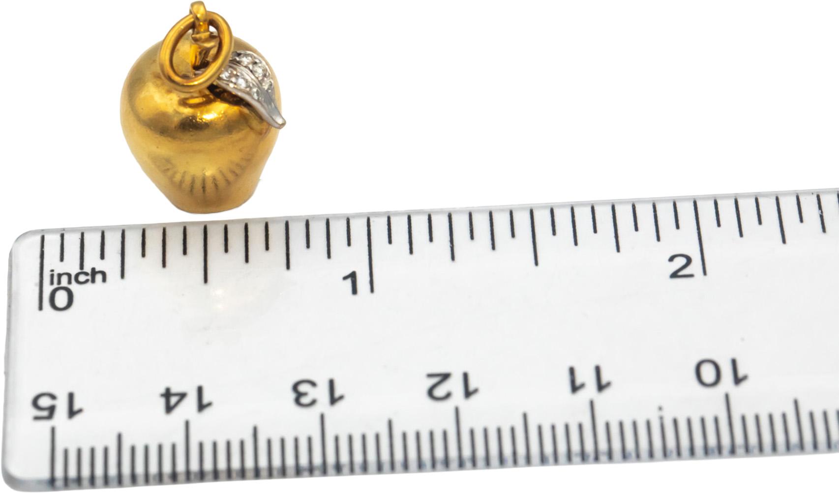 TIFFANY & CO. 18k Gold VS Diamond Apple Charm Pendant 0.05CT w/ Box Pouch