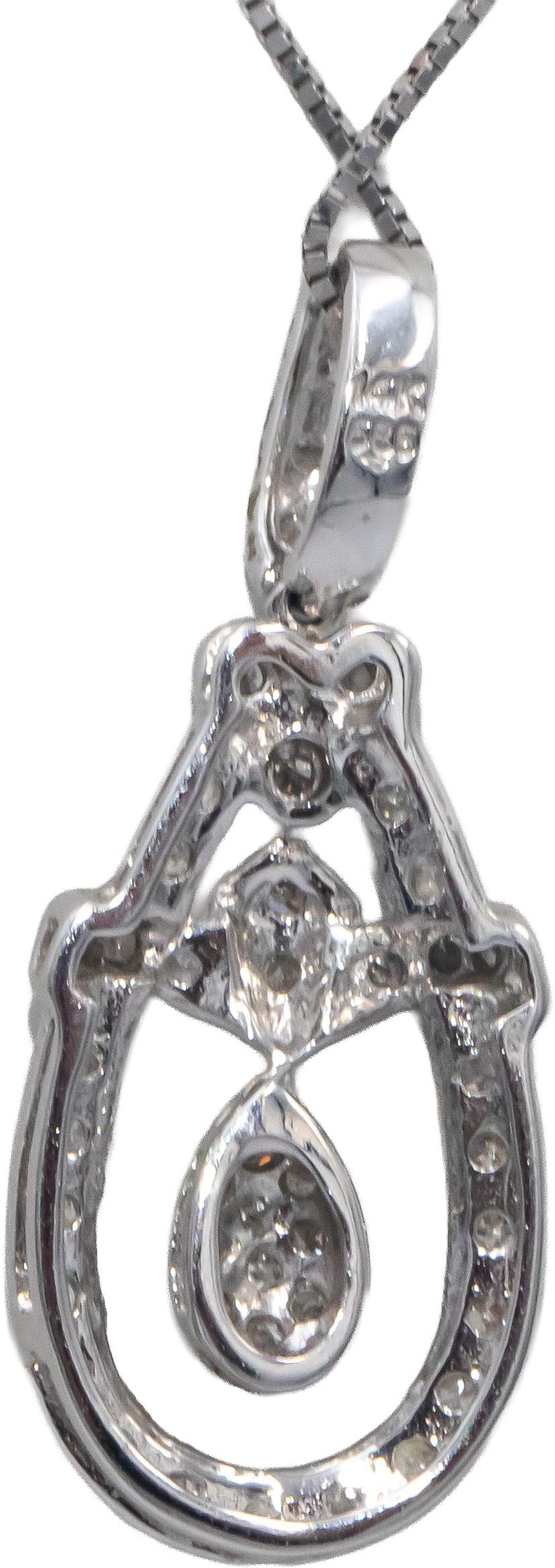 Round Diamond 14k White Gold Dangle Pendant Necklace 0.25CT