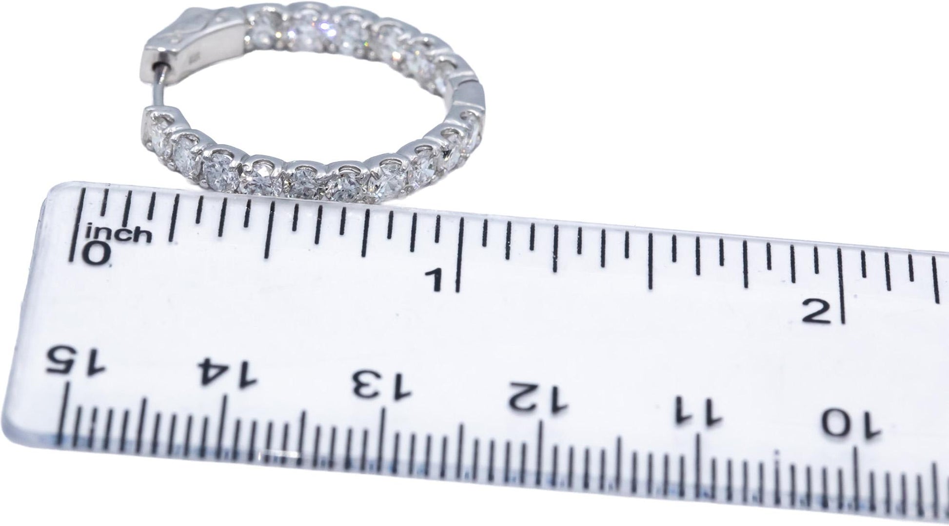 14k White Gold Lab Grown Round Diamond Inside Out Hoop Earrings 3.0CT