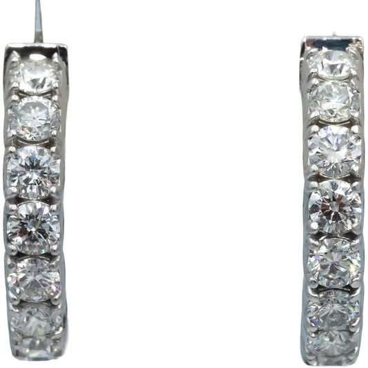 14k White Gold Round Diamond Inside Out Circle Hoop Earrings 7.38CT