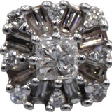 10k White Gold Round Baguette Princess Cut Diamond Cluster Stud Earrings 0.75CT
