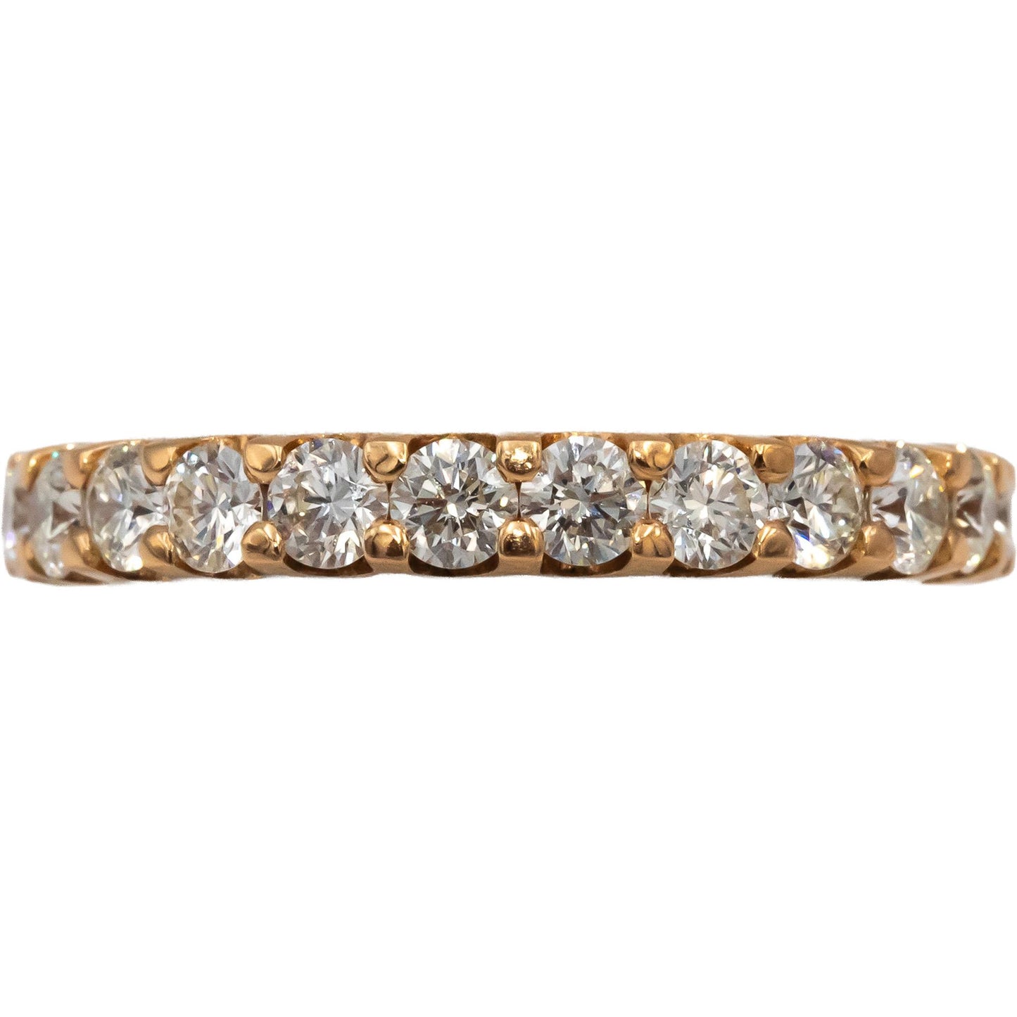18k Yellow Gold VS Round Diamond Half Eternity Band Ring 1.50CT Size 7.5