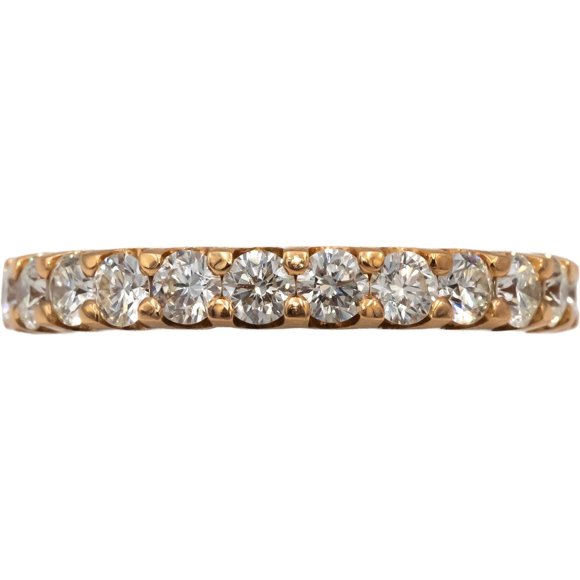 18k Yellow Gold VS Round Diamond Half Eternity Band Ring 1.50CT Size 7.5