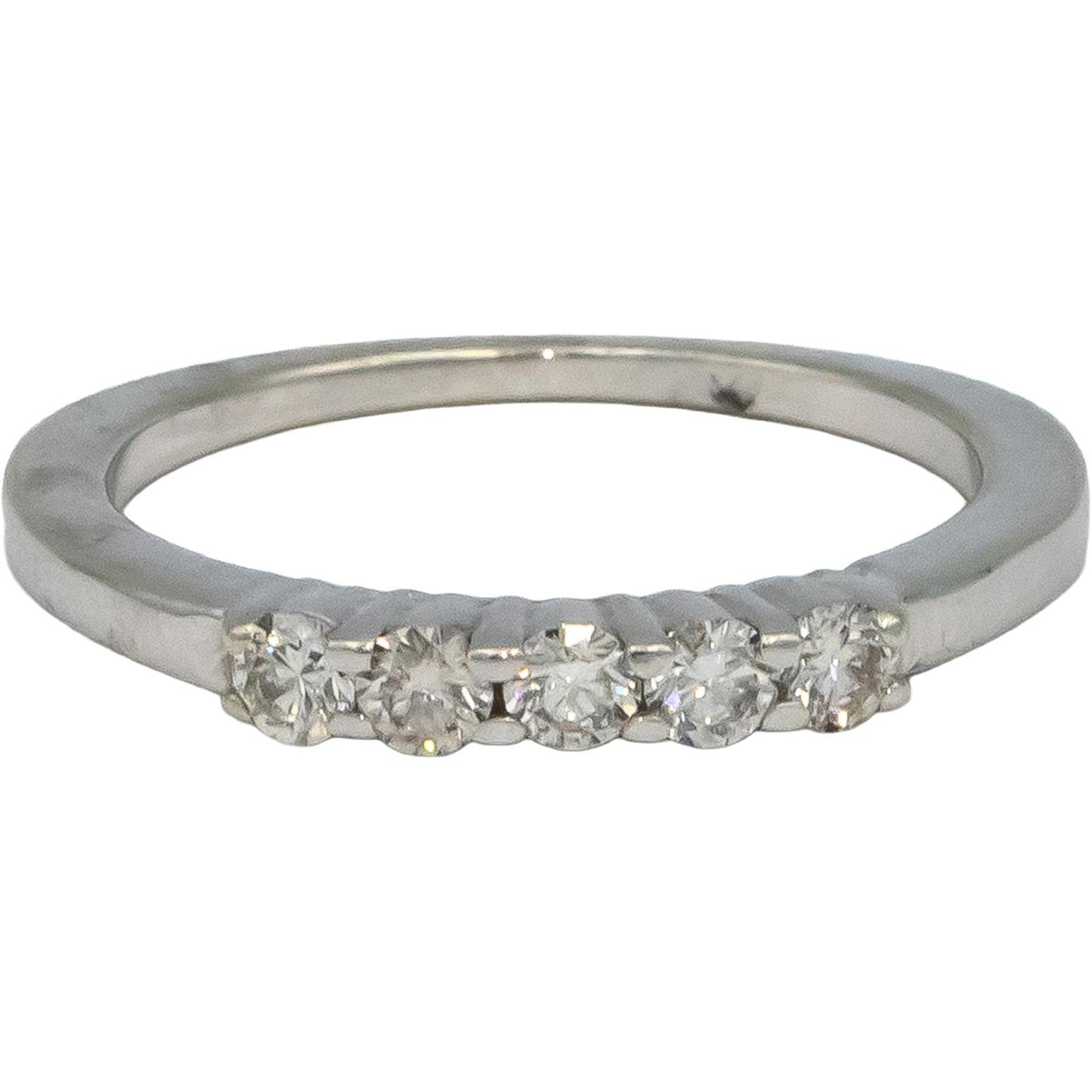 10k White Gold VS Round Diamond Five Stone Band Ring 0.35CT Size 6.5