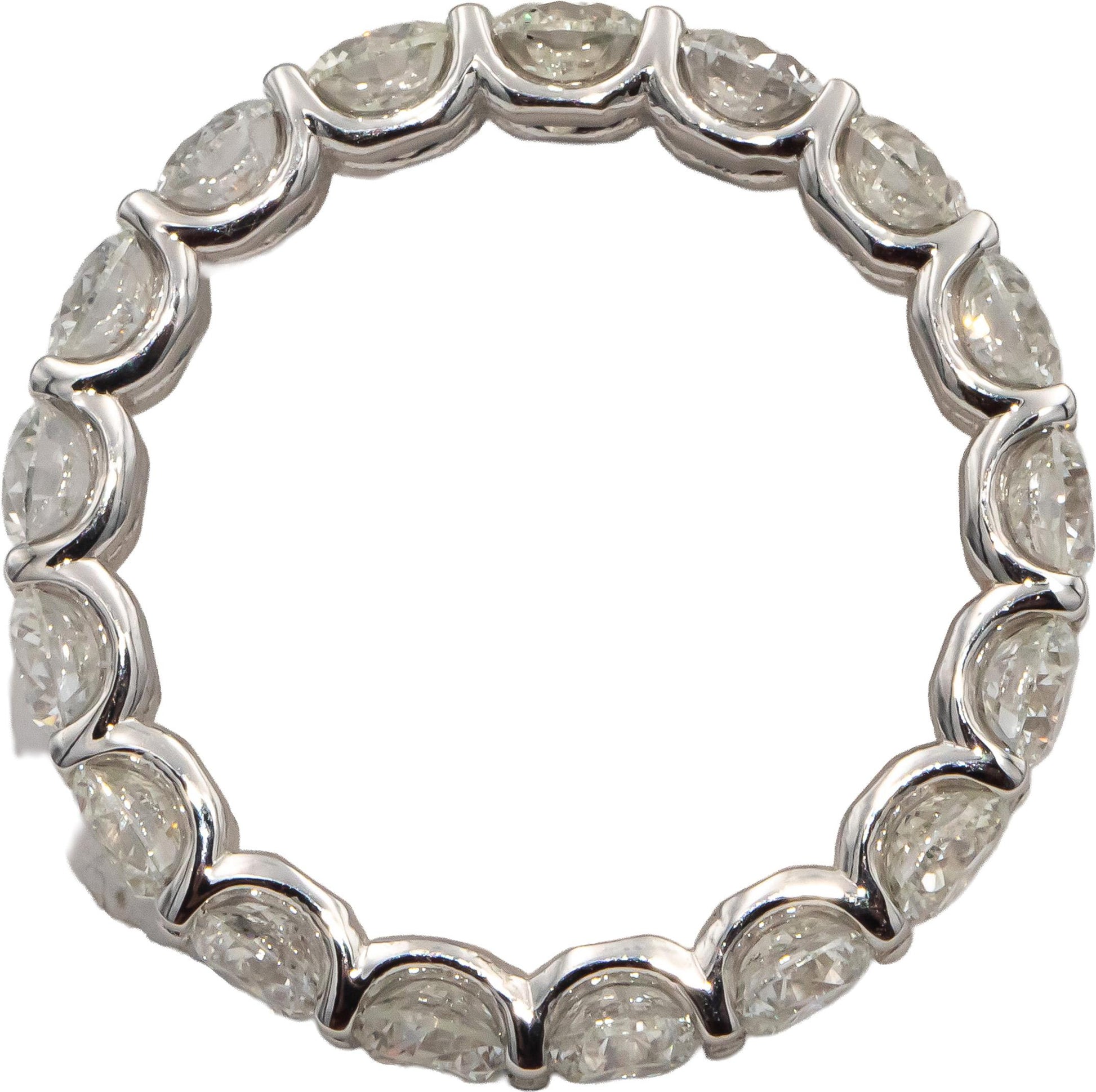 18k White Gold Round Diamond Shared Prong Eternity Band Ring 4.0CT Size 7.25