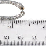 14k White Gold VS Round Diamond Inside Out Oval Hoop Earrings 1.33CT