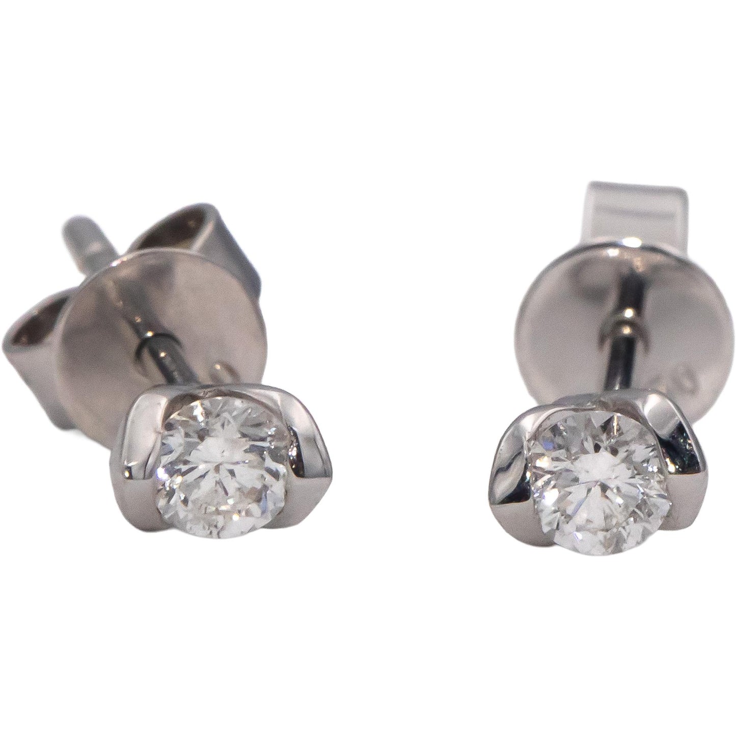 18k White Gold Round Diamond Stud Earrings 0.21CT